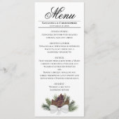 Rustische Waterverf Pinecones Elegant Winter Weddi Menu (Voorkant)