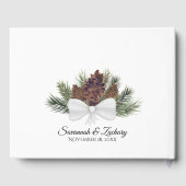 Rustische Waterverf Pinecones en Pine Boughs Weddi Gastenboek (Achterkant)