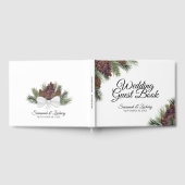 Rustische Waterverf Pinecones en Pine Boughs Weddi Gastenboek (Volledig)