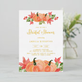 Rustische Waterverf Pumpkins Herfst Vrijgezellenfe Folie Uitnodiging (Staand Voorkant)