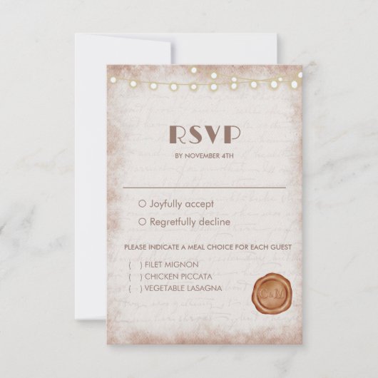  Rustische Waterverf Romantic String Lights I RSVP Kaartje (Voorkant)