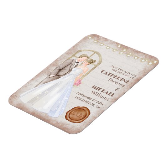 Rustische Waterverf Romantic String Lights Magneet (Linkerzijde)