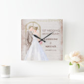 Rustische Waterverf Romantic String Lights Vierkante Klok (Huis)