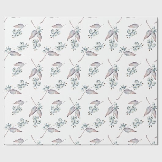 Rustische Waterverf Witte winterbessen Cadeaupapier (Vlak)