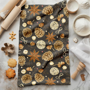 Rustische Waterverf Woodland Pine Cones Herfst Theedoek