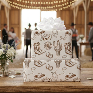 Rustische western cowboylaarzen en hoed ranchpatro cadeaupapier