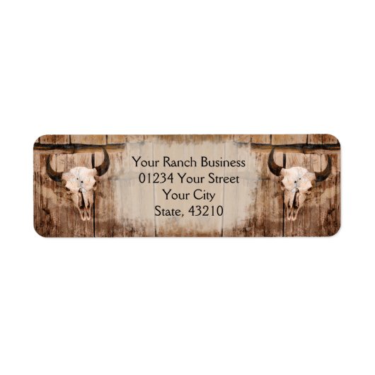 Rustische Westerne Bull Skull  Textuur Etiket (Voorkant)