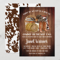 Rustische Westerne Rodeo Cowboy Baby shower Uitnod