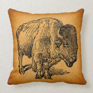 Rustische Westerne Wilde Buffalo Bison Antiek Kuns Kussen