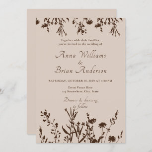 Rustische wilde Herfst Meadow Floral Wedding Kaart