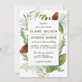 Rustische winterfeilage Pine cone Wedding Kaart (Voorkant)