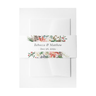 Rustische winterFloral Berries Pine Cone Wedding Uitnodigingen Wikkel