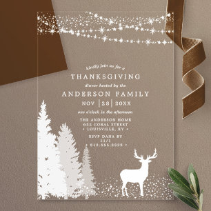 Rustische winterherten bos Thanksgiving-diner Acryl Uitnodigingen