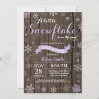 Rustische winterse Baby shower Paarse witte sneeuw
