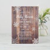 Rustische wintersnowflakes Barn Wood Baby shower Kaart (Staand voorkant)