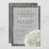 RUSTISCHE WITTE HYDRANGEAS WEDDING INVITATIE KAART (Voorkant / Achterkant)
