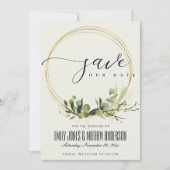 RUSTISCHE WITTE VEELGROENE GOUD FOLIAGE WATERVERF SAVE THE DATE (Voorkant)
