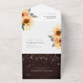 RUSTISCHE ZONLOWER FLORAL STRING LIGHTS WEDING ALL IN ONE UITNODIGING (Buitenkant)