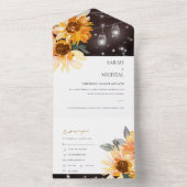 RUSTISCHE ZONLOWER FLORAL STRING LIGHTS WEDING ALL IN ONE UITNODIGING (Binnen)