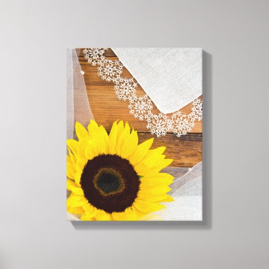 Rustische zonnebloem en kant canvas afdruk (Voorkant)