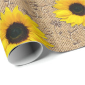 Rustische zonnebloem met gebufferde borrellade cadeaupapier (Rol Hoek)