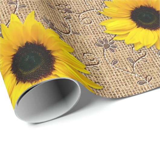 Rustische zonnebloem met gebufferde borrellade cadeaupapier (Rol Hoek)