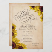 Rustische zonnebloemen Bridal Shower Invitations Kaart (Voorkant / Achterkant)