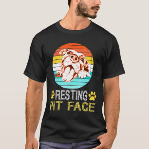 Rustkuil gezicht Grappige Pitbull Retro Dogs T-shirt