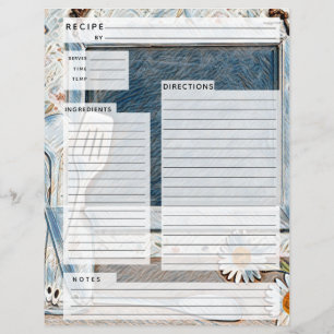 Rustlic country Burlap Recipe Insert