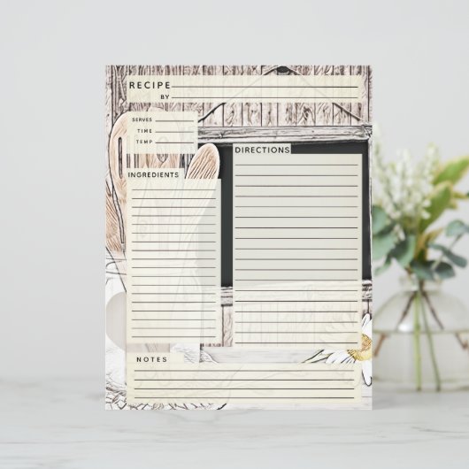 Rustlic country Burlap Recipe Insert (Staand voorkant)