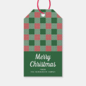 Rusto Kerstdag Groene Geruite Patroon Cadeaulabel (Voorkant)