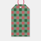Rusto Kerstdag Groene Geruite Patroon Cadeaulabel (Achterkant)