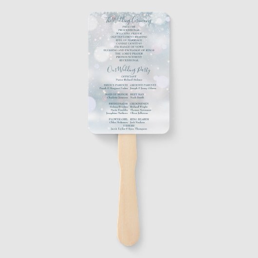 Rustoce Bloemige Sneeuwvlokken Winter Bruiloftspro Handwaaier (Achterkant)