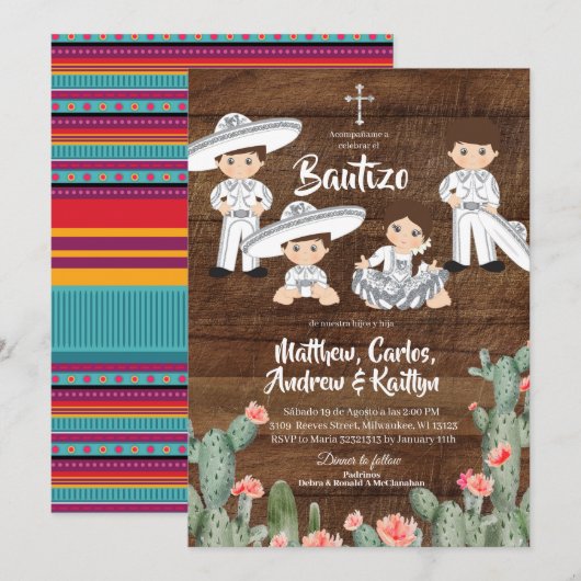 Rustoce Mexicaanse Zilveren Charro Broer of Zus Ba Kaart (Voorkant / Achterkant)