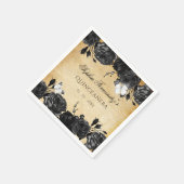 Rustoek Antiek Zwart Bloem Motief Vlinder  Servet (Hoek)