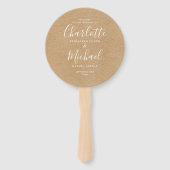 Rustoek Kraft Elegant Bruiloftsprogramma Handwaaier (Voorkant)