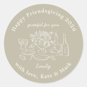 Rustoïde Herfst Salie Friendsgiving Feest Favor Ronde Sticker