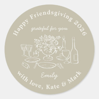 Rustoïde Herfst Salie Friendsgiving Feest Favor Ronde Sticker