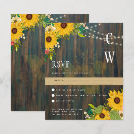 Rustoieke Hout Zonnebloemen Lichten Trouw RSVP