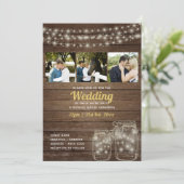 Rustoieke Mason Pot Lichten FOTO COLLAGE Trouwen Kaart (Staand voorkant)