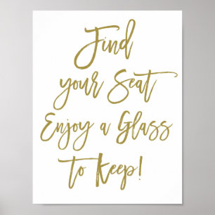 Rustoise handlettering vind uw stoel trouwteken poster