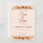 Rustoise Herfstbladeren Bruiloft Save The Date (Voorkant)