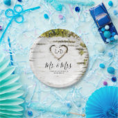 Rustoise Houten Berk Hart Herfst Bruiloft Papieren Bordje (Feest)