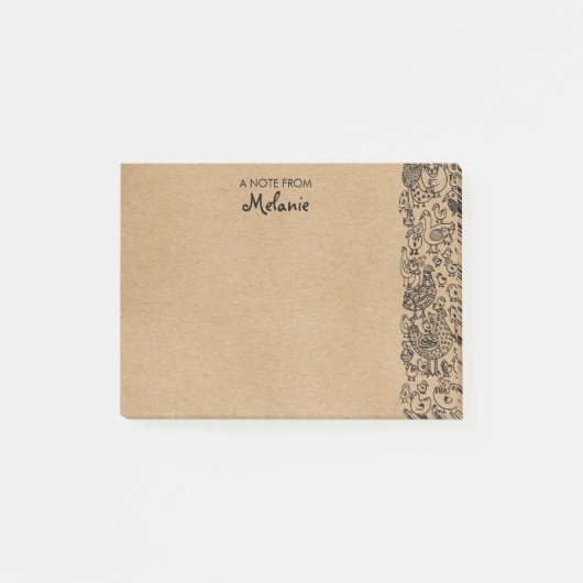 Rustoise Kraft Vogels Illustratie Persoonlijk Post-it® Notes (Voorkant)