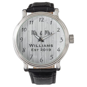 Rustoord Gepersonaliseerd Grijs Hout Op Maat Horloge