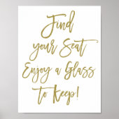 Rustoord Handlettering Vind Je Plaats Trouwbord Poster (Voorkant)