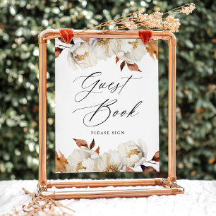 Rustoord Herfst Bloem Bruiloft Gastboek Bord Poster
