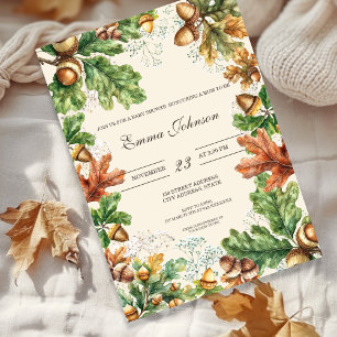 Rustoord herfst bos babyshower uitnodiging