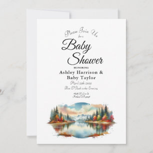 Rustoord herfst meer bos babyshower kaart