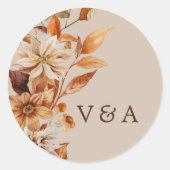 Rustoord Herfstbladeren Monogram Sticker (Voorkant)